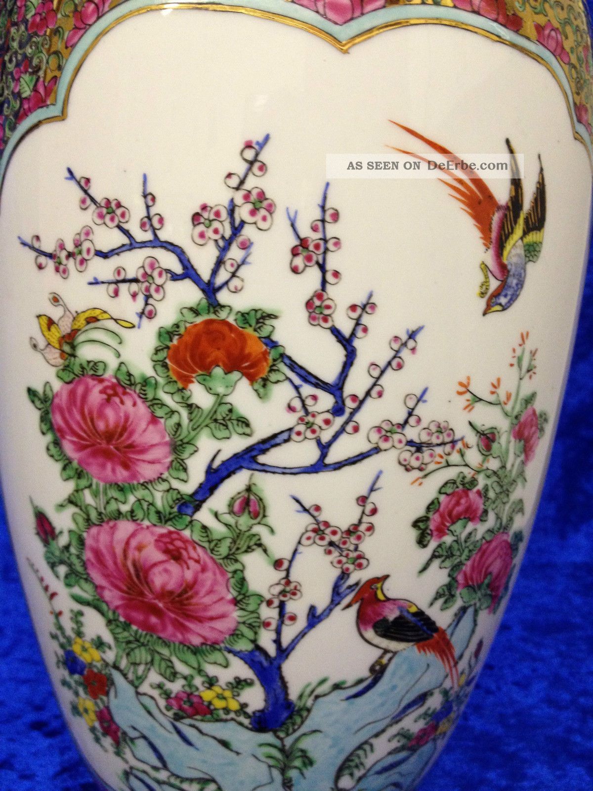 Wunderschöne Alte Vase Ca.  39 Cm Gemarkt Schöne Malerei - Vögel - Schmetterlinge Asiatika: China Bild