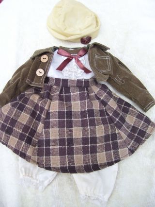 Alte Puppenkleidung Skirt Dress Jacket Hat Outfit Vintage Doll Clothes 40cm Girl Bild