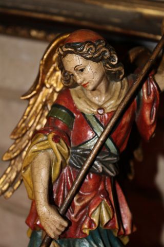 Holzfigur Heiliger Erzengel Michael 36cm Heiligenfigur Südtirol Grödnertal Bild