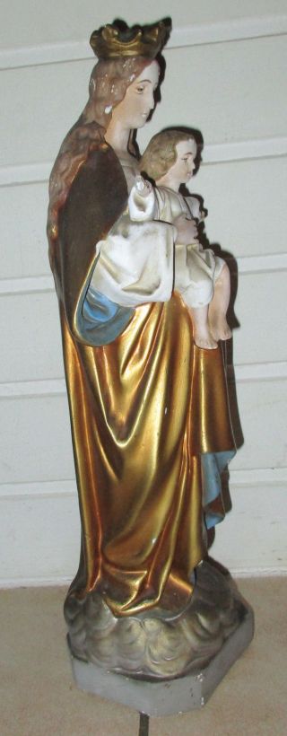 Madonna Mit Jesuskind Maria Mit Kind Heiligenfigur Mutter Gottes Gips 43 Cm Alt Bild