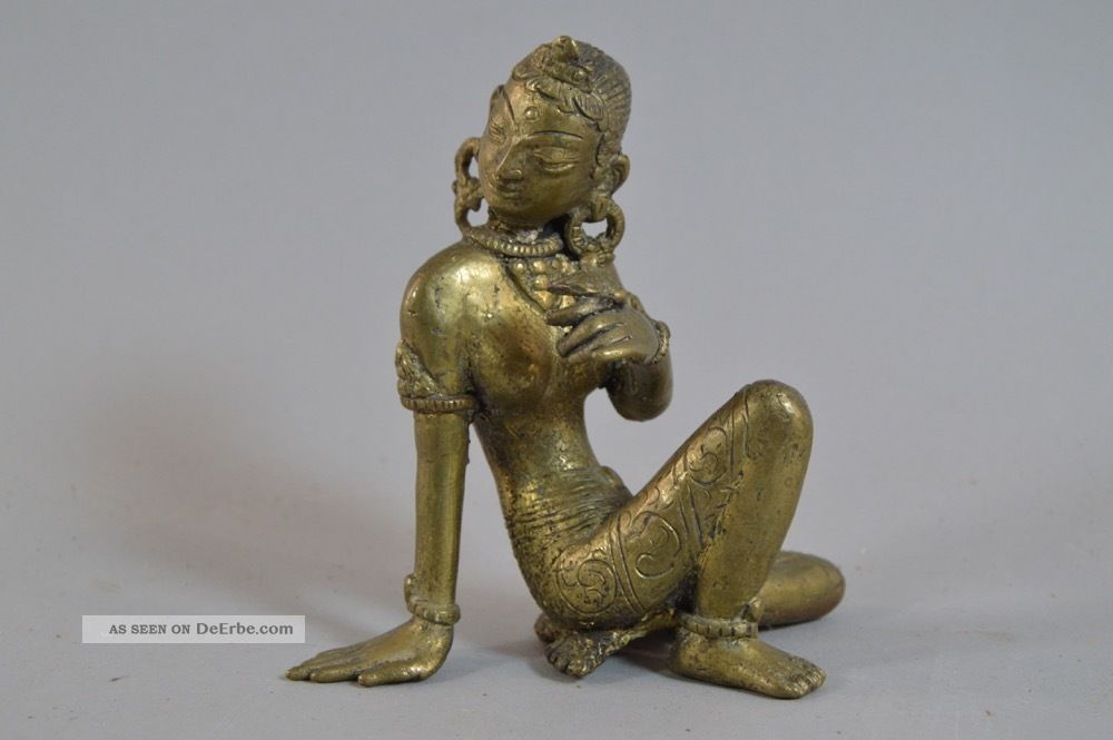 Schöne,  Antike Bronze - Statue,  Apsara Oder Parvati Mit Blüte,  Indien Um 1880 - 1900 Asiatika: Indien & Himalaya Bild