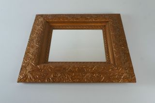 Spiegel In Altem Rahmen Ca.  59 X 52 Cm Aufwendiger Holzrahmen Goldbraun Bild