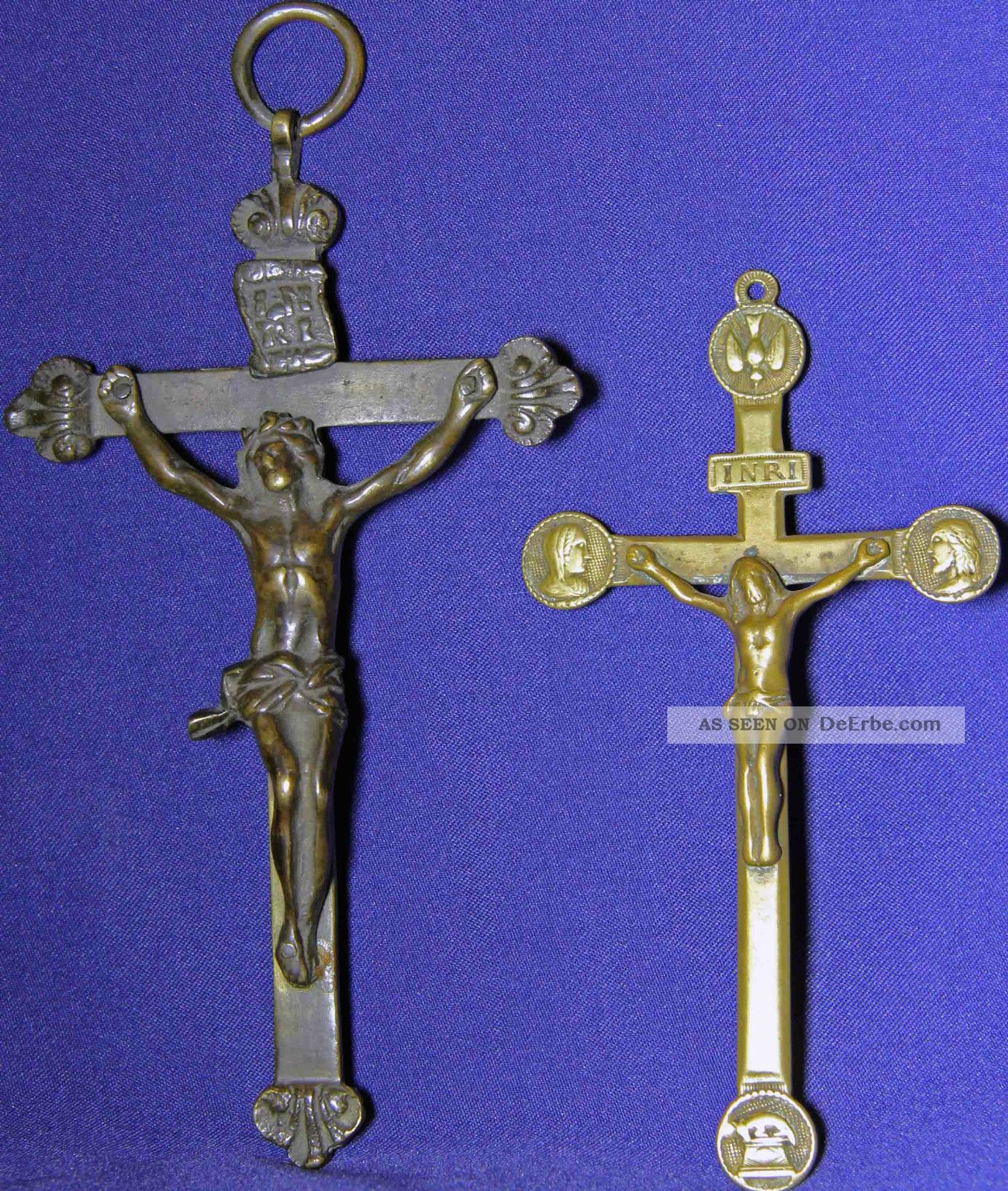 2 Antike Bronzene Kreuze Skulpturen & Kruzifixe Bild