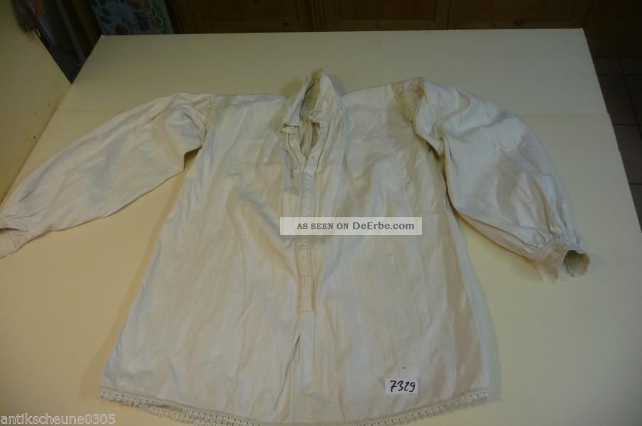 7329.  Alte Leinen Trachtenbluse Bluse Hemd Kleidung Bild