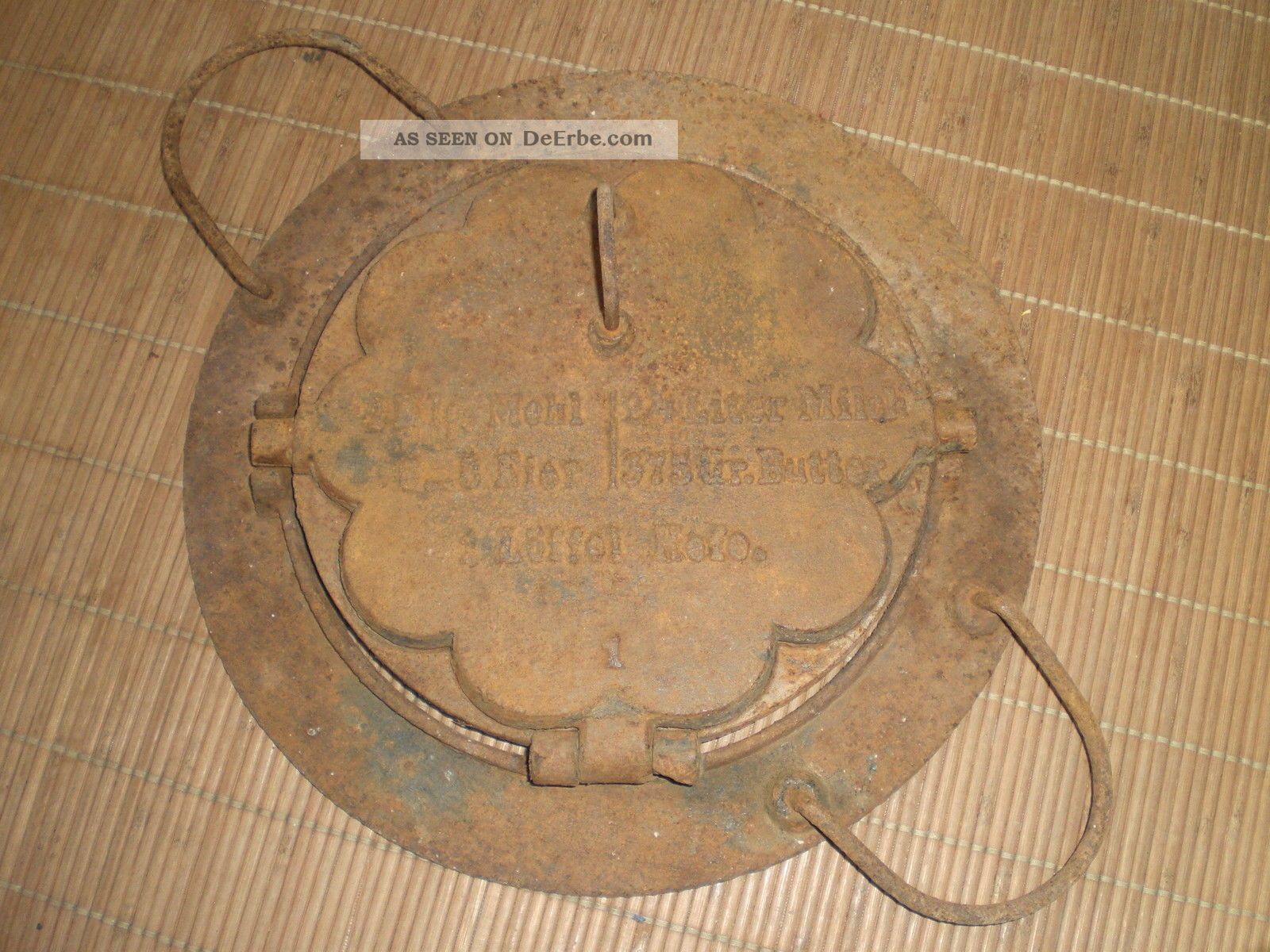 Antikes Altes Waffeleisen Mit Herdeinsatz Aus Gusseisen Für Kohleherd Um 1900 Haushalt Bild