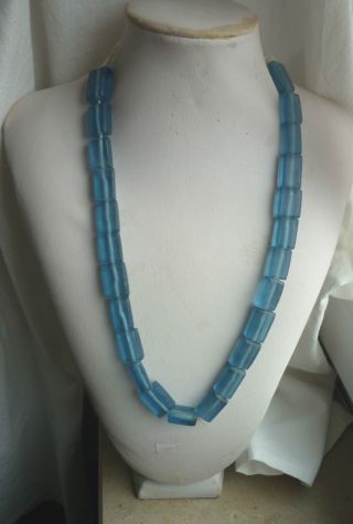 Strang Aquamarin Cube Perlen Antik Trade Beads Handelsperlen Afrika Bild