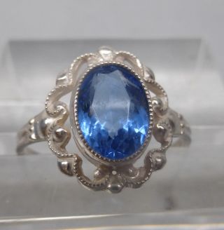 Jugendstil Ring Mit Blauem Stein,  Silber 835,  Ungetragen Aus Juwelier - Auflösung Bild