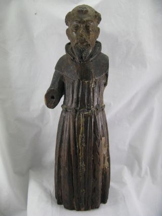 Mönch / Heiliger Antike Figur / Skulpur 18.  Jh Holz Geschnitzt Portugiesisch Goa Bild