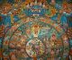 Buddha:sehr Feiner Thangka Wheel Of Life Lebensrad I Brokat Nepal 95x56cm Entstehungszeit nach 1945 Bild 2
