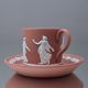 Wedgwood: Mokkatasse Jasperware The Dancing Hours,  Altrosa Rosa Pink Relief Cup Nach Form & Funktion Bild 2