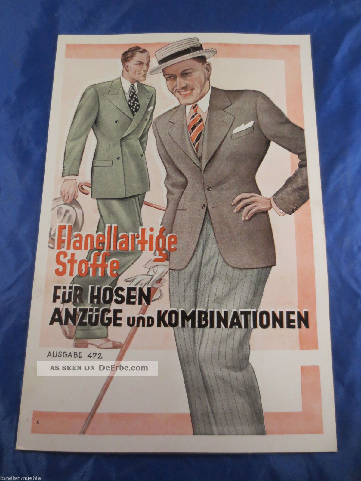 Stoff - Musterbuch Stoffmuster Um 1930 Flanell - Stoffe Für Hosen Und Anzüge K&b Kleidung Bild