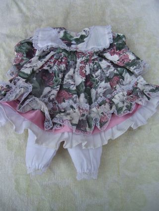Alte Puppenkleidung Frilly Flowery Dress Outfit Vintage Doll Clothes 40 Cm Girl Bild