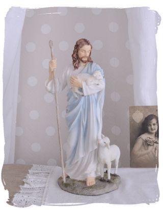 Christus Der Gute Hirte Jesus Skulptur Kirchenfigur Messias Bild