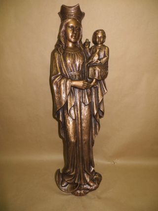 Madonna Mutter Gottes Jesukind Heiligenfigur Bronze Größe 60 Cm Bild