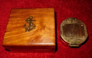 Kompass Tischkompass Schiffskompass Messing Maritim Mit Holzbox Aus Erbschaft Bild