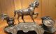 Pferd Figur Bronze Schreibtischset Antik Signiert / Horse Inkwell Bossu Antike Bild 2
