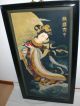 Alt Geisha Groß Gemälde Acryl Öl Auf Holz Asiatika Rahmen 63x115cm Japan Kunst Entstehungszeit nach 1945 Bild 7
