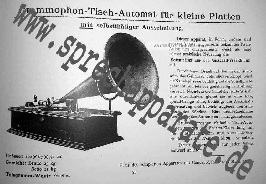 Katalog Deutsche Grammophon Dgag 1903 Mechanische Musik Bild