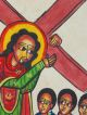 Äthiopien: Leder - Gemälde Unikat Bilder Handgemalt Ikone Kreuzweg,  Prozessionsweg Votivbilder & Sakralmalerei Bild 2