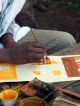 Äthiopien: Leder - Gemälde Unikat Bilder Handgemalt Ikone Kreuzweg,  Prozessionsweg Votivbilder & Sakralmalerei Bild 6