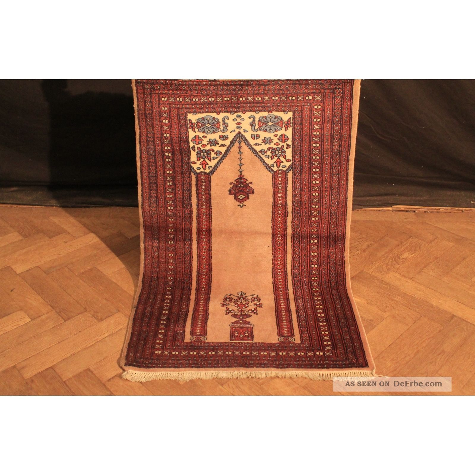 Wunderschöner Handgeknüpfter Orient Gebets Jomut Teppich Carpet Tappeto 130x85cm Teppiche & Flachgewebe Bild