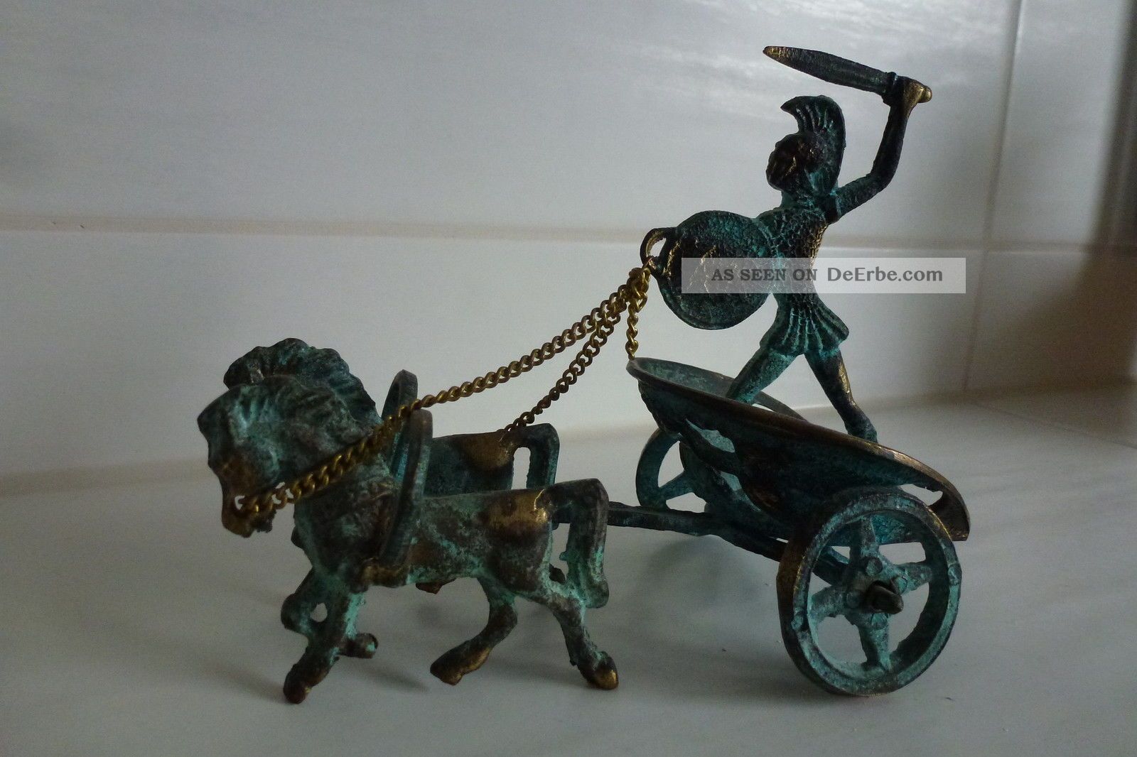 Figur Krieger Römer Gladiator Pferd - Beweglich Bronze Bild