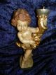 Holzfigur Barocker Engel Putto Geschnitzt 48cm Riesig Leuchterengel Rar Südtirol 1950-1999 Bild 1