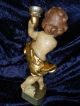 Holzfigur Barocker Engel Putto Geschnitzt 48cm Riesig Leuchterengel Rar Südtirol 1950-1999 Bild 2