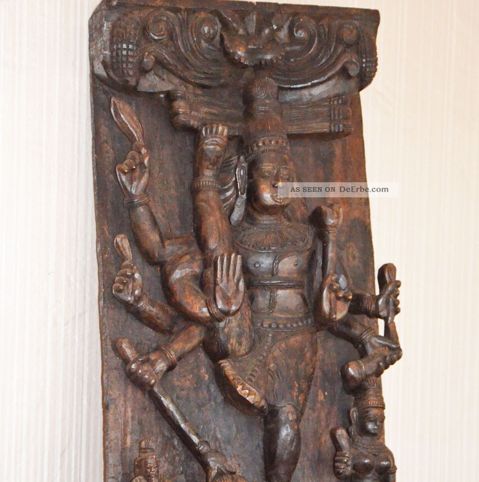 Alte Indische 3d Tafel Relief Figur Skulptur Holz Antik Tempel Buddha Entstehungszeit nach 1945 Bild