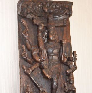 Alte Indische 3d Tafel Relief Figur Skulptur Holz Antik Tempel Buddha Bild