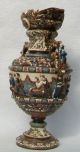 Prunk Vase,  Gerbing & Stephan,  BÖhmen,  Majolika,  1850 - 1890,  Maskaronen Nach Stil & Epoche Bild 1