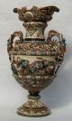 Prunk Vase,  Gerbing & Stephan,  BÖhmen,  Majolika,  1850 - 1890,  Maskaronen Nach Stil & Epoche Bild 4