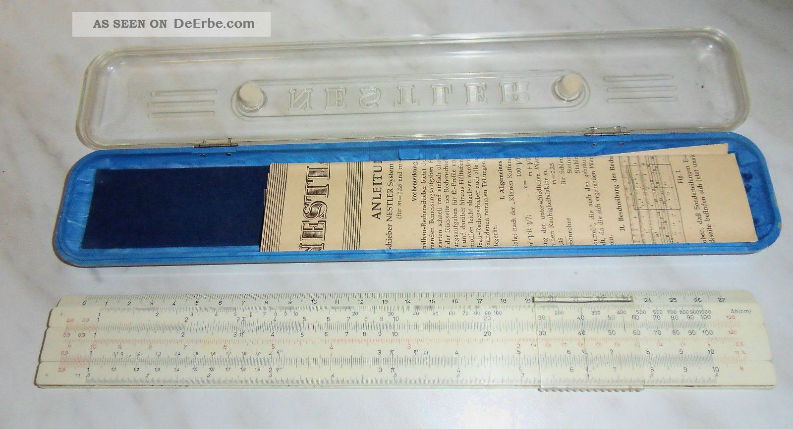Rechenschieber Nestler System Kroll 0321 Kanalbau Mit Etui,  Anleitung Antike Bürotechnik Bild