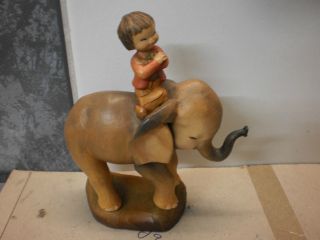 Junge Auf Elefant Anri,  Italien,  Ferrandiz,  Holz,  Holzfigur, Bild