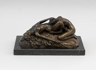 37970 Nach Lambeaux Skulptur Bronze Figur Liebendes Frauen - Paar Erotisch Bild