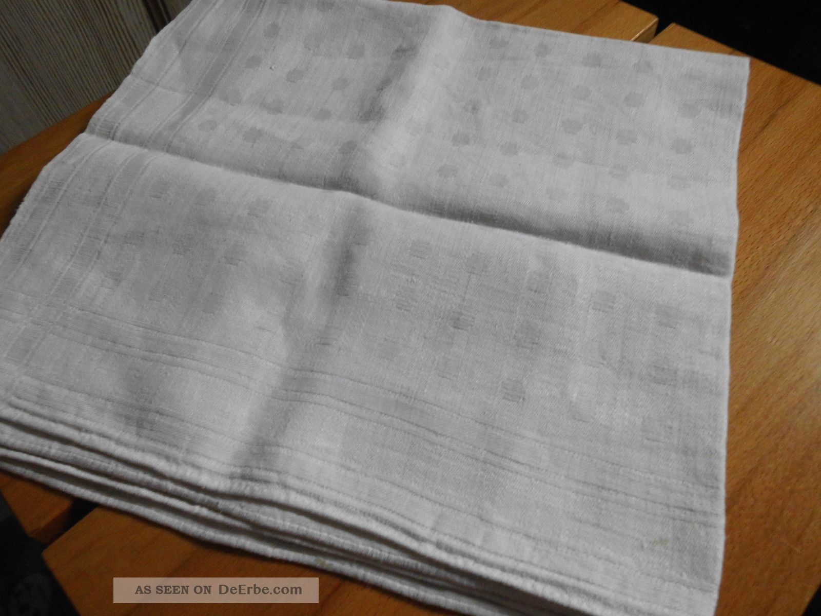 Alte Mitteldecke Leinen Schwer Punkte Shabby Landhaus Vintage Tischdecken Bild