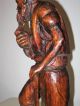 Große Alte Holzfigur Holzfäller Waldarbeiter Geschnitzt Figur Holz Höhe: 49 Cm Holzarbeiten Bild 5