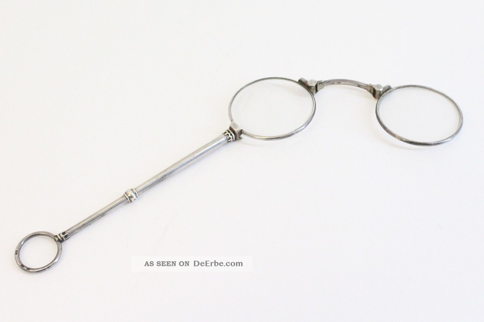 Antike Stielbrille Longuette Klappbrille Logion Stem Glasses 800/ - Silber E62 Optiker Bild