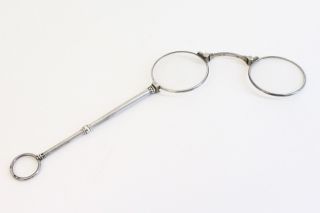 Antike Stielbrille Longuette Klappbrille Logion Stem Glasses 800/ - Silber E62 Bild