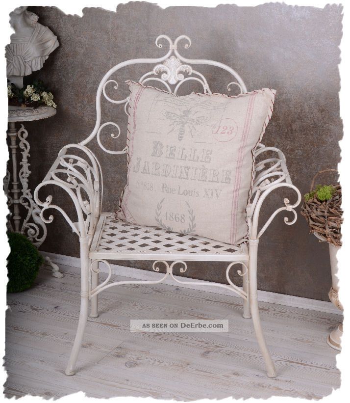 Viktorianischer Gartenstuhl Vintage Sessel Wiess Stuhl Landhausstil Garten Stühle Bild