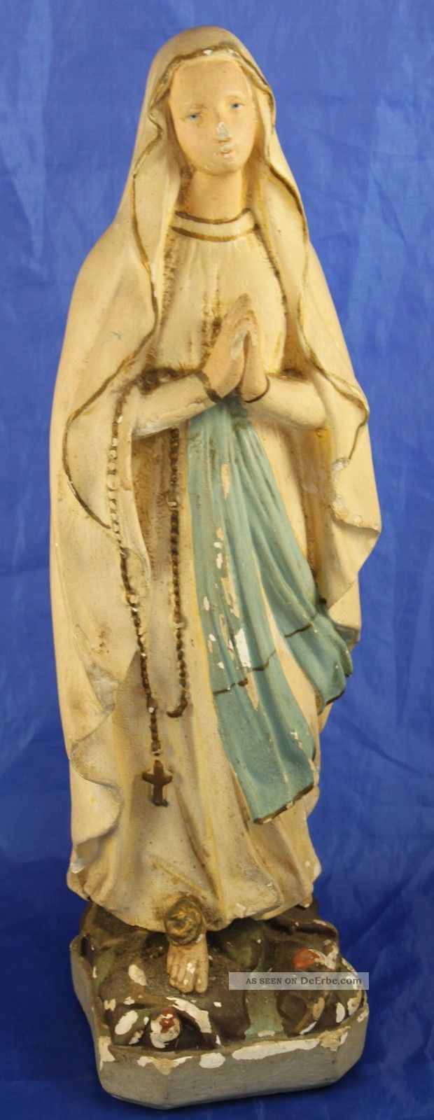 Vintage Figur Madonna Mutter Gottes Gips Stuck Maria 42 Cm Hoch Skulpturen & Kruzifixe Bild