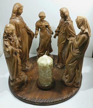 Geschnitzte Krippen Heiligen Aufstellung Mit Kerze Auf 30 Cm Teller Einzelstück Bild