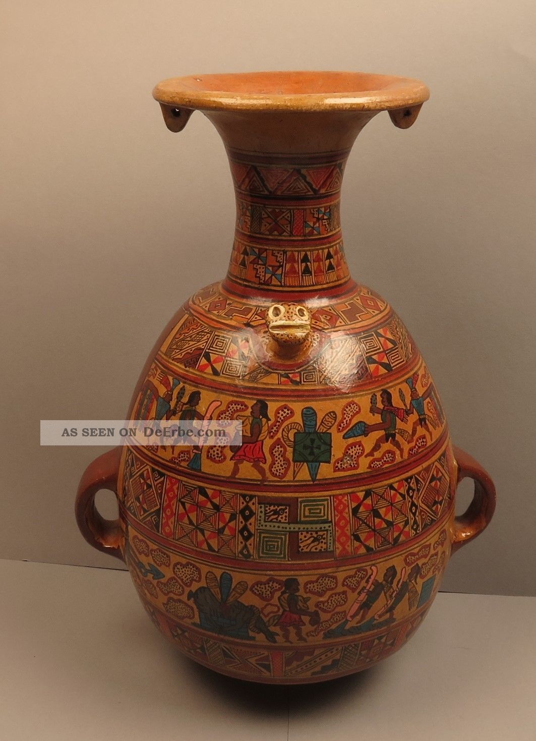 Ri5560:großes,  Bunt Bemaltes Gefäß,  Maya,  Inka,  Mittelamerika,  Handarbeit,  Details Antike Bild