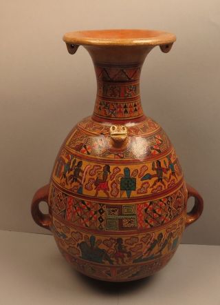 Ri5560:großes,  Bunt Bemaltes Gefäß,  Maya,  Inka,  Mittelamerika,  Handarbeit,  Details Bild