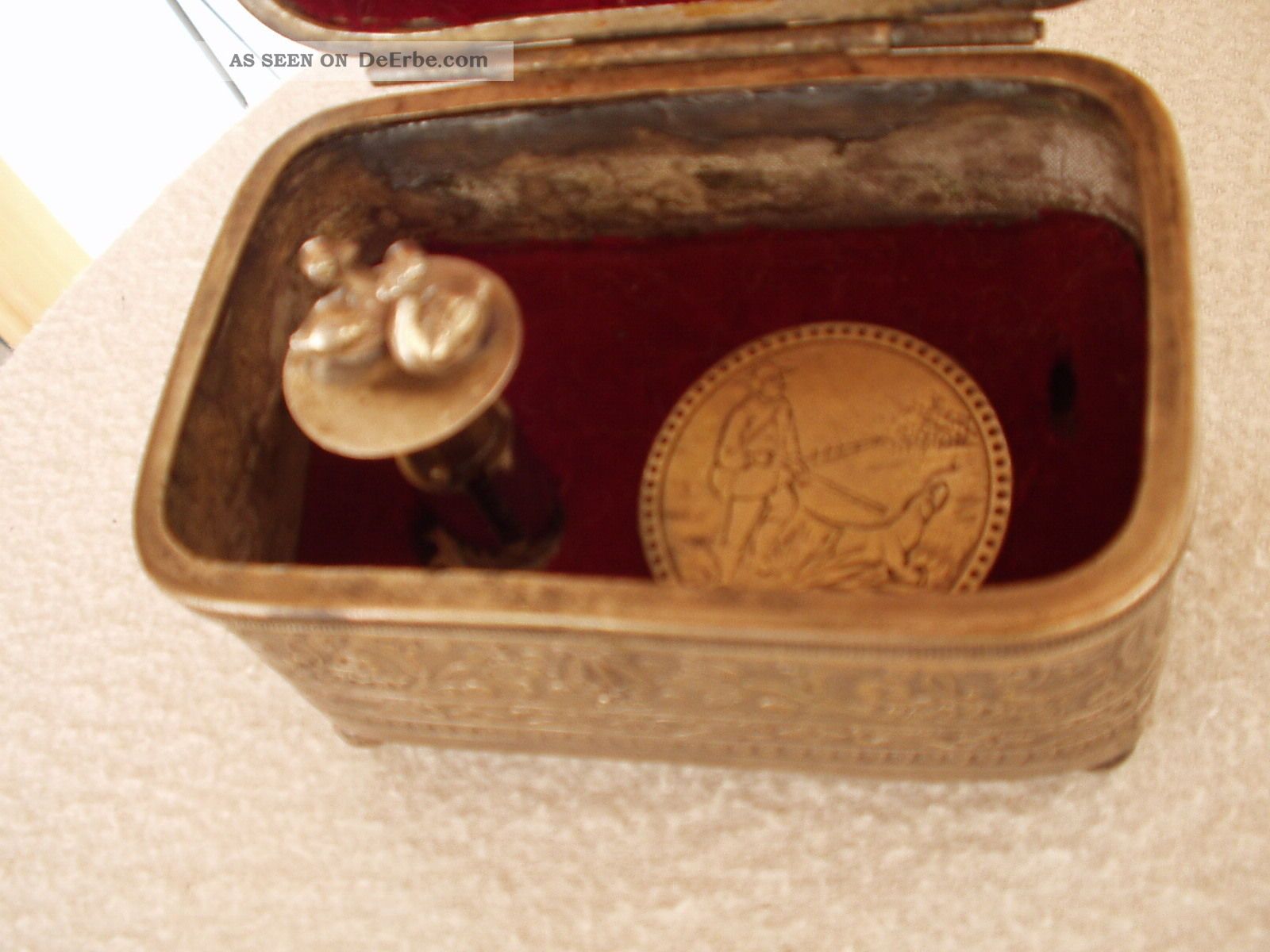 Antike Originale Spieldose Für Bastler Aus Metall Mit Versilberung - 19