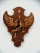 Antikes Holz Schild Kupfer Ader Mit Schlange 19jhd Handgetrieben Wappen Skulptur Kupfer Bild 2