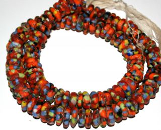 Strang Recycled Krobo Trade Beads Discus Bunte Glasperlen Ghana Bild