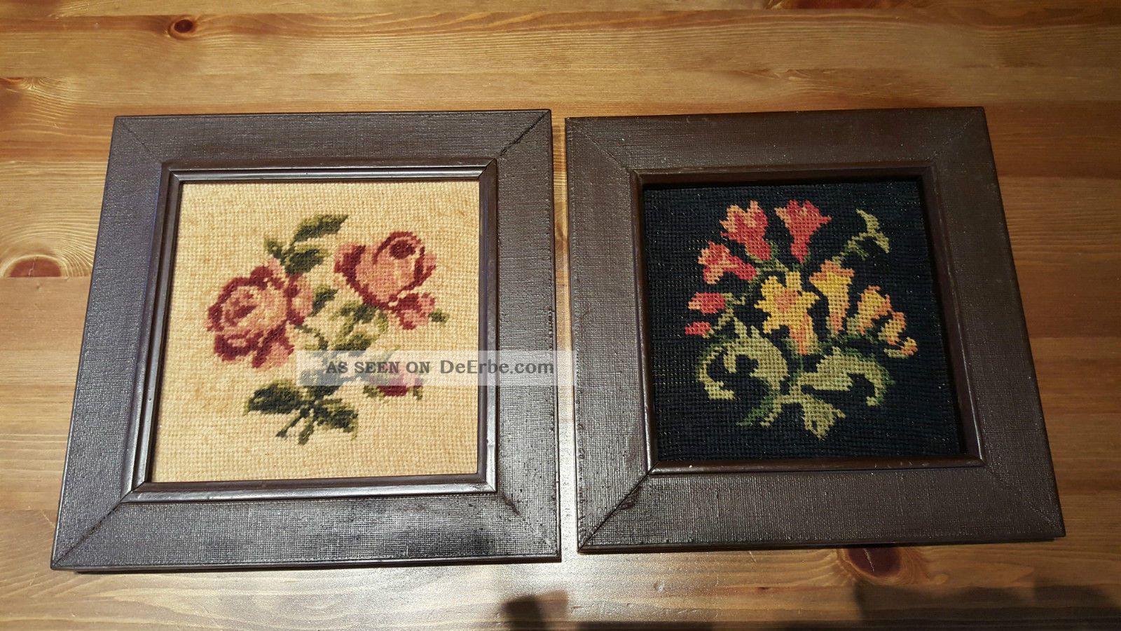 Gobelin 2 Bilder,  Motiv Blumen In Rahmen Teppiche & Flachgewebe Bild