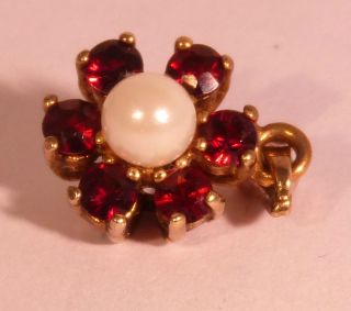Antiker 835er Silberanhänger Rote Steine Perle Bild
