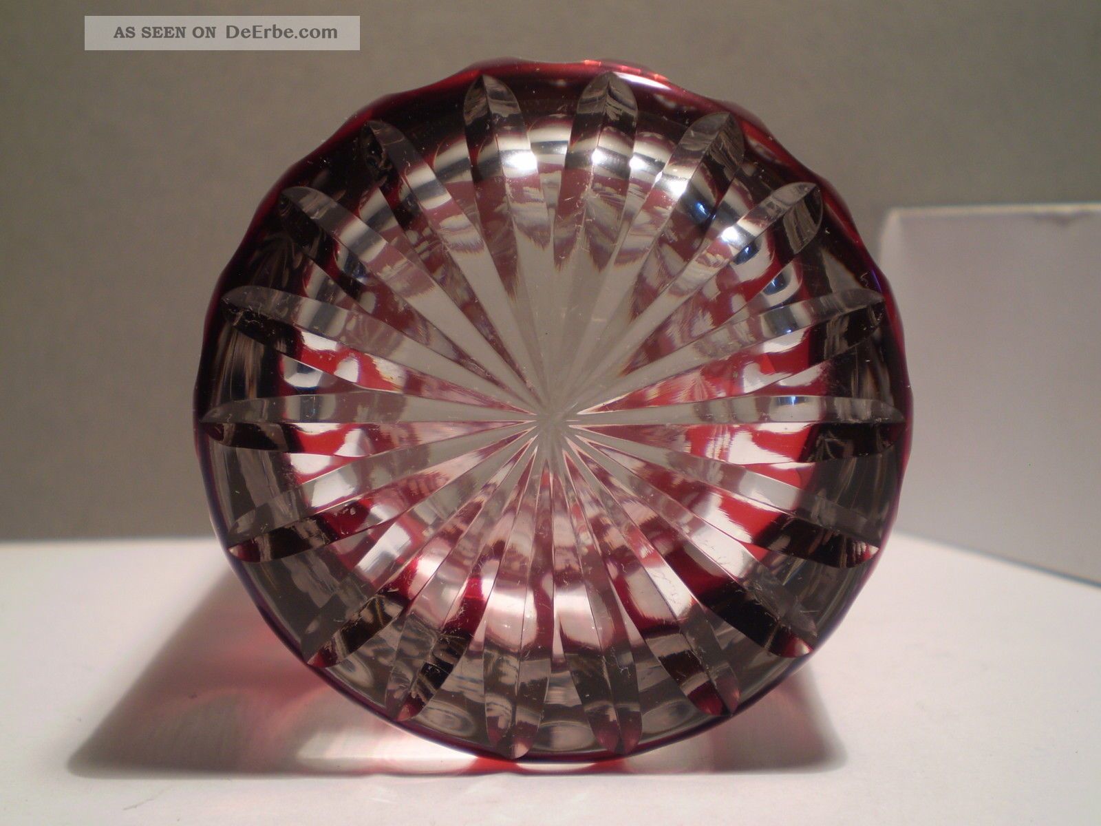 Biedermeier Bäderglas Bemalt / Perfekt / Glasbecher Rubin Überfangglas